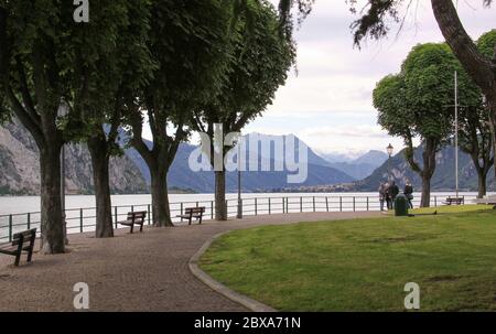 LECCO, ITALY - May 24, 2013: Calm scene in quiet park next to the lake Stock Photo