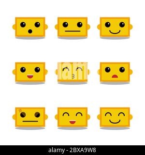 cute robot emoticons set vector-01 Stock Vector