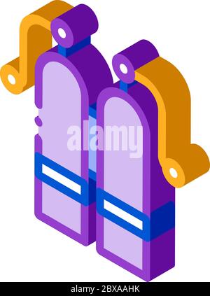 Oxygen Cylinder isometric icon vector illustration Stock Vector
