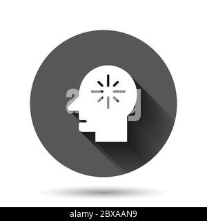 Mind awareness icon in flat style. Idea human vector illustration on black round background with long shadow effect. Customer brain circle button busi Stock Vector
