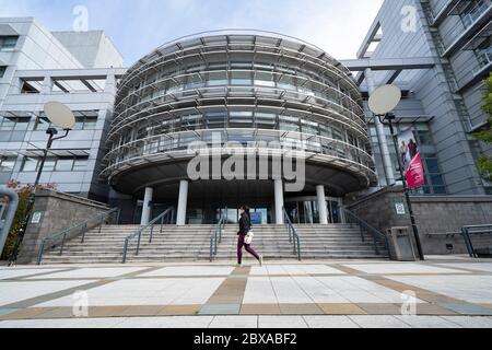 Exterior view of campus during covid-19 lockdown of Glasgow Caledonian University, Glasgow, Scotland, UK Stock Photo