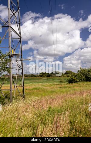 Electricity pylon, Deeside, North Wales Stock Photo