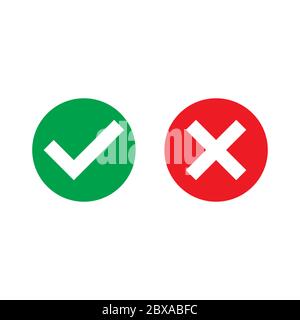 set icon circle check cross mark design vector Stock Vector