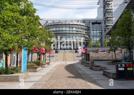 Exterior view of campus during covid-19 lockdown of Glasgow Caledonian University, Glasgow, Scotland, UK Stock Photo