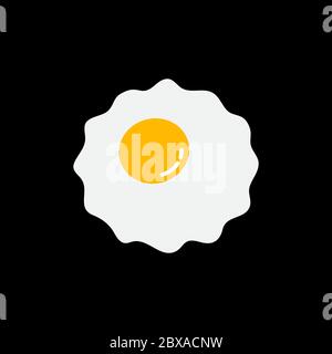 fried egg vector illustration on black background Stock Vector