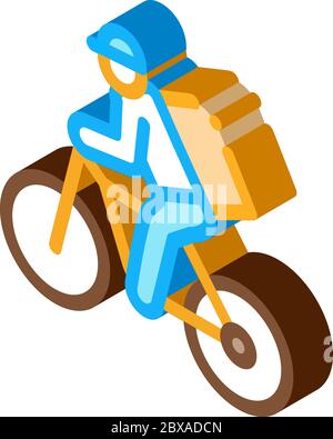 Courier Delivery by Bicycle isometric icon vector illustration Stock Vector
