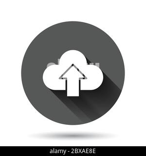 Digital service icon in flat style. Network cloud vector illustration on black round background with long shadow effect. Computer technology circle bu Stock Vector