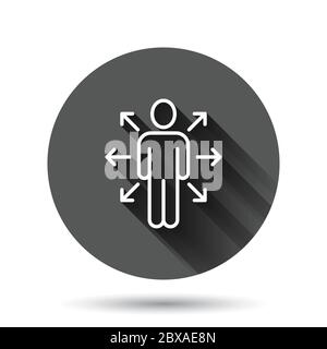 Mind awareness icon in flat style. Idea human vector illustration on black round background with long shadow effect. Customer brain circle button busi Stock Vector