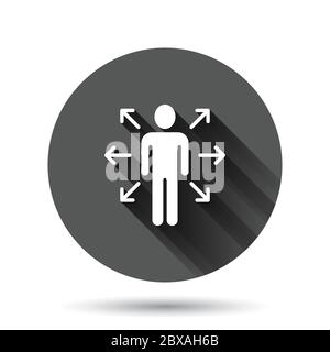 Mind awareness icon in flat style. Idea human vector illustration on black round background with long shadow effect. Customer brain circle button busi Stock Vector