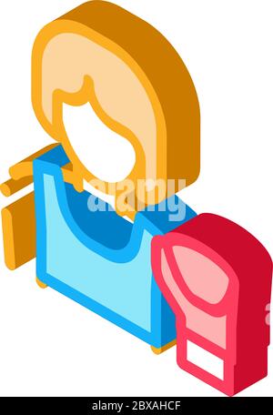 Boxer Woman isometric icon vector illustration Stock Vector