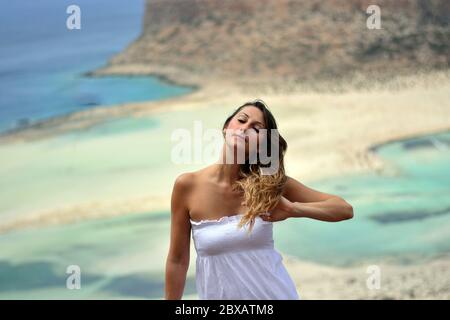 the beautiful girl in front of the sea Stock Photo