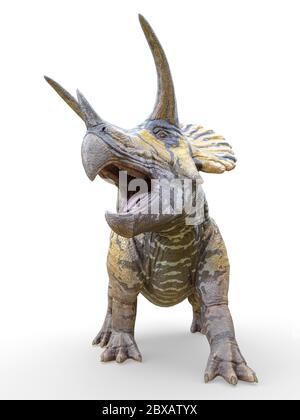 triceratops standing up on white background, 3d illustration Stock Photo