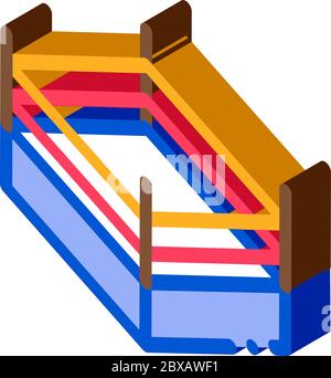 Boxing Ring Top View isometric icon vector illustration Stock Vector