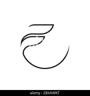 abstract wing lines shaped letter F logo design concept Stock Vector