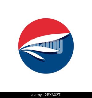 red blue circle with wing logo design vector Stock Vector