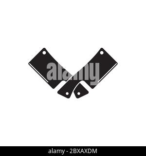crossed butcher knife icon symbol vector on white background Stock Vector