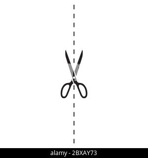 scissors cut vertical dotted line vector on white background Stock Vector