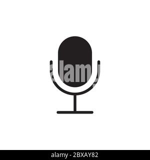 black simple microphone icon vector isolated on white background Stock Vector