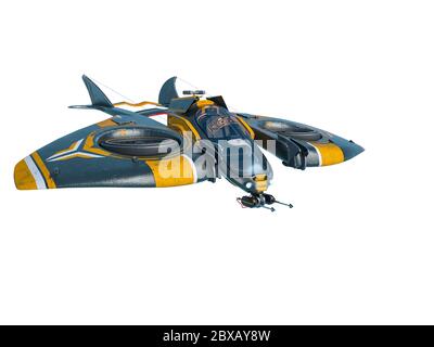aircraft top side view, 3d illustration Stock Photo