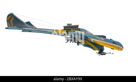 aircraft side view, 3d illustration Stock Photo
