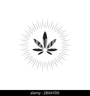 sunrlight with cannabis leaf icon symbol design vector Stock Vector