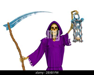 angel of death holding a hourglass close up, 3d illustration Stock Photo