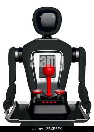 Control Rework Gamer Robot A blue robot holding a video game controller with bright green buttons ...