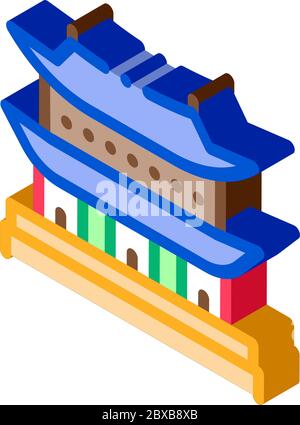 Korean Building isometric icon vector illustration Stock Vector