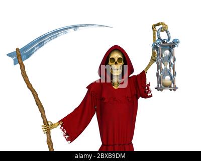 angel of death holding a hourglass close up, 3d illustration Stock Photo