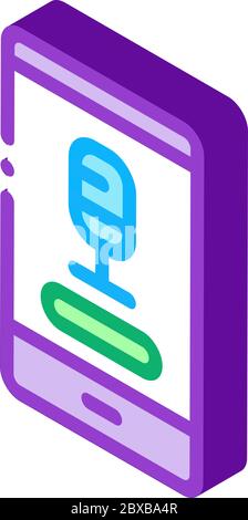 Phone Recording isometric icon vector illustration Stock Vector