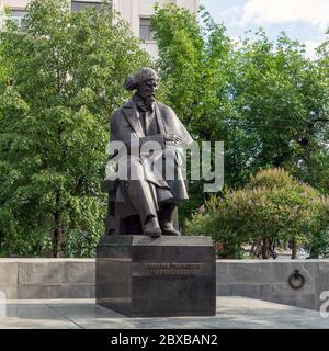 Moscow, Russia - June 2. 2019. Monument to the famous writer Nikolai Chernyshevsky on Pokrovka street Stock Photo