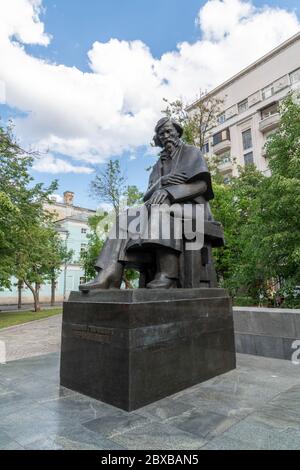 Moscow, Russia - June 2. 2019. Monument to the famous writer Nikolai Chernyshevsky on Pokrovka street Stock Photo