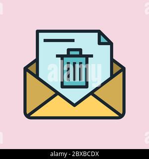 Spam or junk email. Social media concept illustration, flat design linear style banner. Usage for e-mail newsletters, headers, blog posts, print  Stock Vector