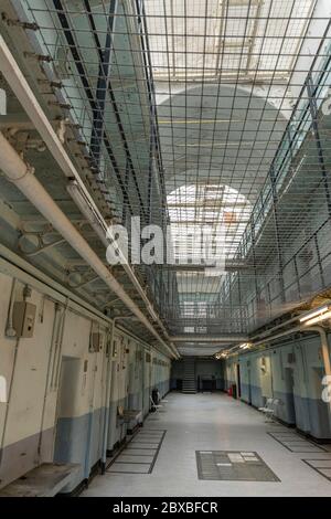 Prison landing in Shepton Mallet Prison, Somerset, England Stock Photo