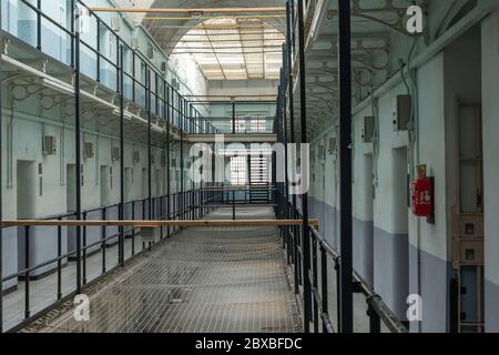 Prison landing in Shepton Mallet Prison, Somerset, England Stock Photo