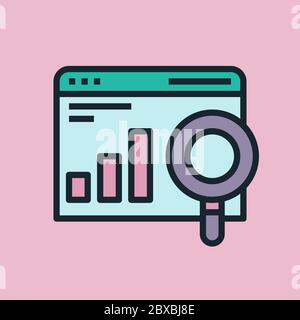 Monitoring. Digital marketing concept illustration, flat design linear style banner. Usage for e-mail newsletters, headers, blog posts, print and more Stock Vector