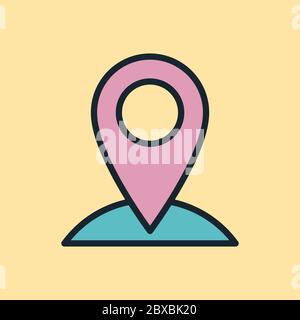 Geo targeting. Digital marketing concept illustration, flat design linear style banner. Usage for e-mail newsletters, headers, blog posts, print  Stock Vector