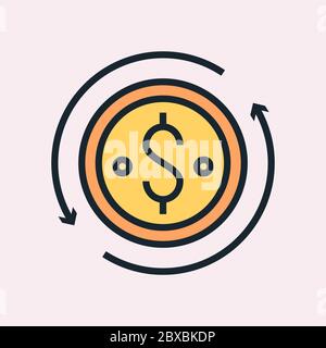 Monthly recurring revenue. Digital marketing concept illustration, flat design linear style banner. Usage for e-mail newsletters, headers, blog posts Stock Vector