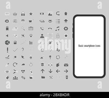 Basic icon for smartphone on gray background Stock Vector