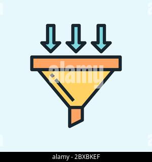 Sales funnel. Digital marketing concept illustration, flat design linear style banner. Usage for e-mail newsletters, headers, blog posts, print Stock Vector