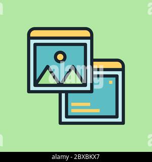 Alt Text, information about the contents of a picture. Concept illustration, flat design linear style banner. Vector Stock Vector