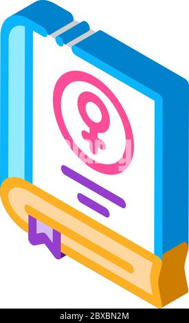 Book Female Mark isometric icon vector illustration Stock Vector