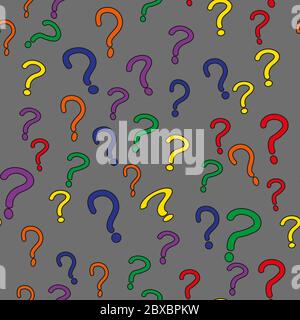 Rainbow Color Question Marks Seamless Pattern, 3D Illustration Stock Vector