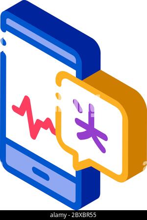 Voice Wave On Phone Screen isometric icon vector illustration Stock Vector