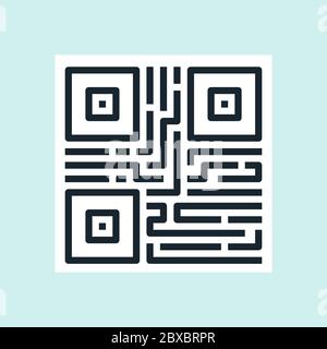 QR Code. Digital marketing concept illustration, flat design linear style banner. Usage for e-mail newsletters, headers, blog posts, print and more.  Stock Vector