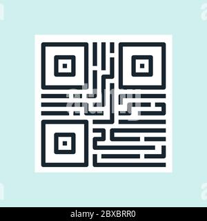 QR Code. Digital marketing concept illustration, flat design linear style banner. Usage for e-mail newsletters, headers, blog posts, print and more.  Stock Vector