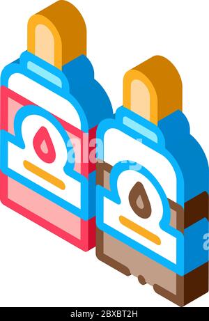Bottles With Ink isometric icon vector illustration Stock Vector