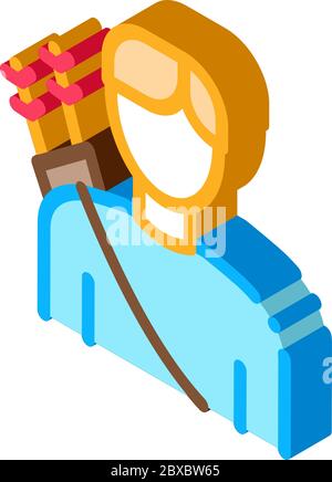 Archer Sport Man Silhouette isometric icon vector illustration Stock Vector