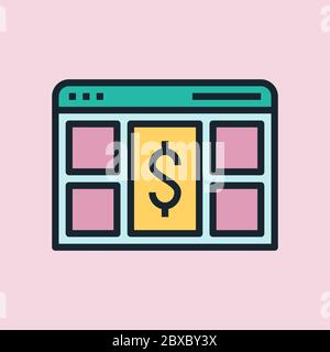 Native advertising . Digital marketing concept illustration, flat design linear style banner. Usage for e-mail newsletters, headers, blog posts, print Stock Vector