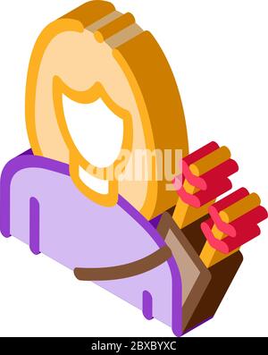 Archer Woman Silhouette isometric icon vector illustration Stock Vector